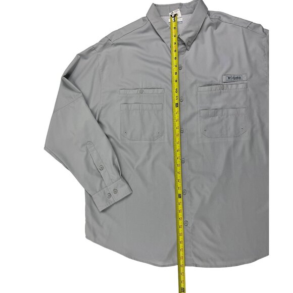 Columbia Men's PFG Button Front Ventilated Gray Long Sleeve Shirt Size XXL - Picture 7 of 16